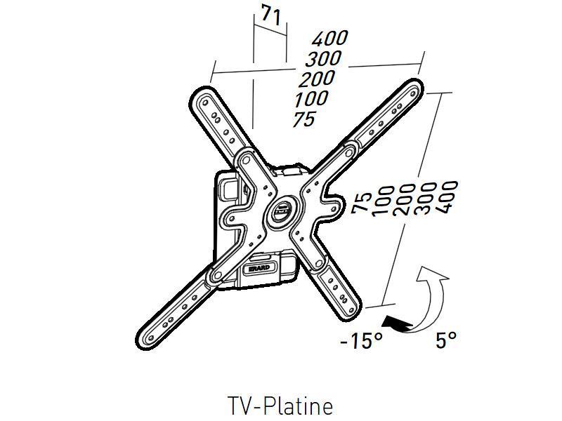 Erard CLIFF 400T neigbare Flachbildschirm Wandhalterung 30‘‘-55“ Zeichnung