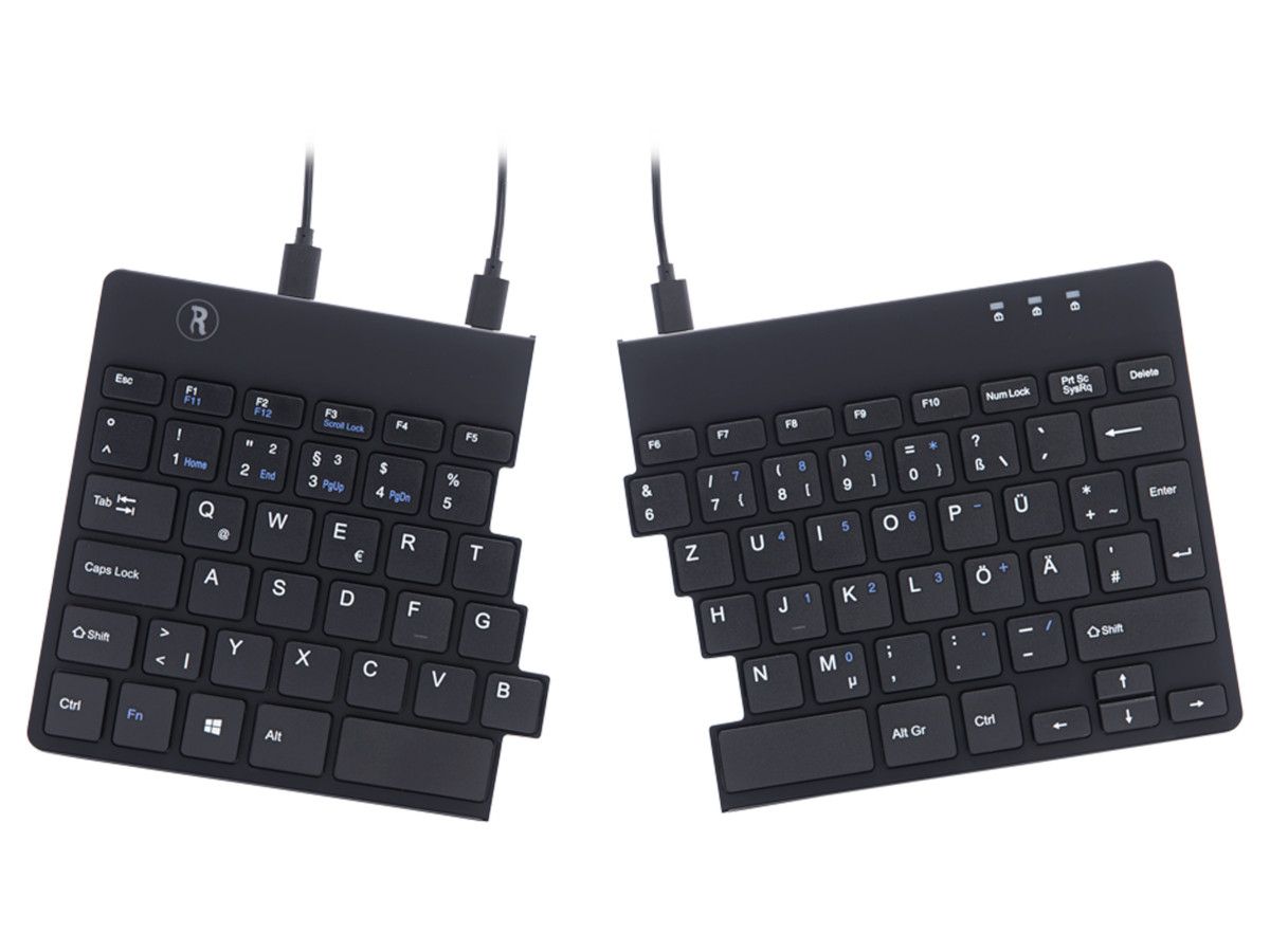 R-Go Split ergonomische Tastatur QWERTZ (DE) RGOSP-DEWIBL, schwarz Ansicht