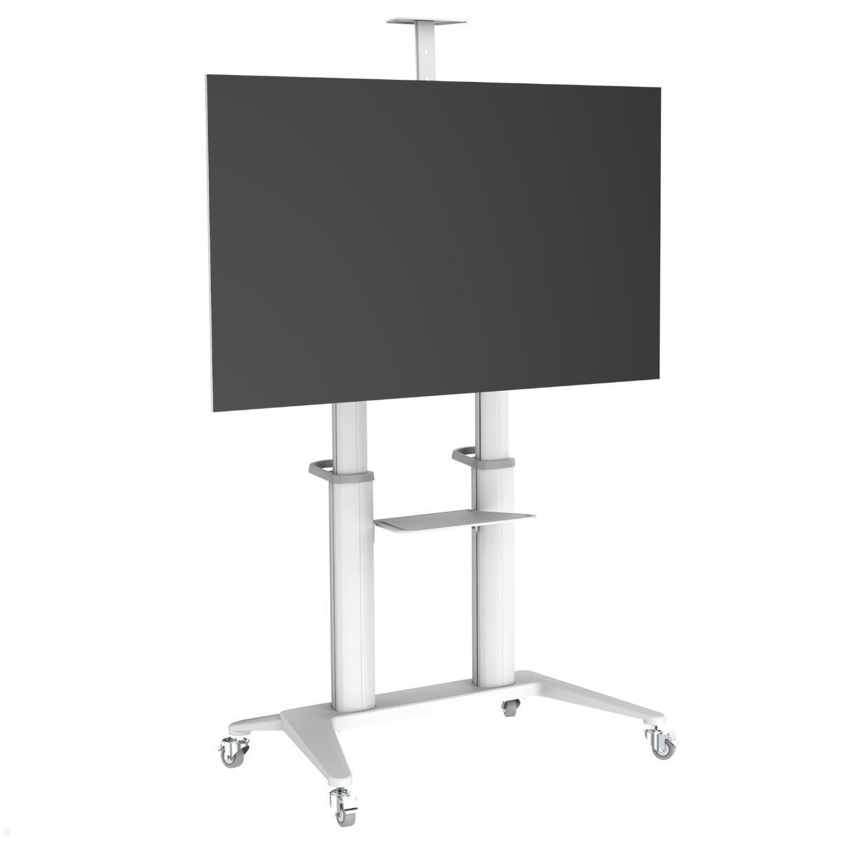 PureMounts PDS-0013C TV Ständer mit Rollen bis 120 Zoll, Ansicht mit Monitor