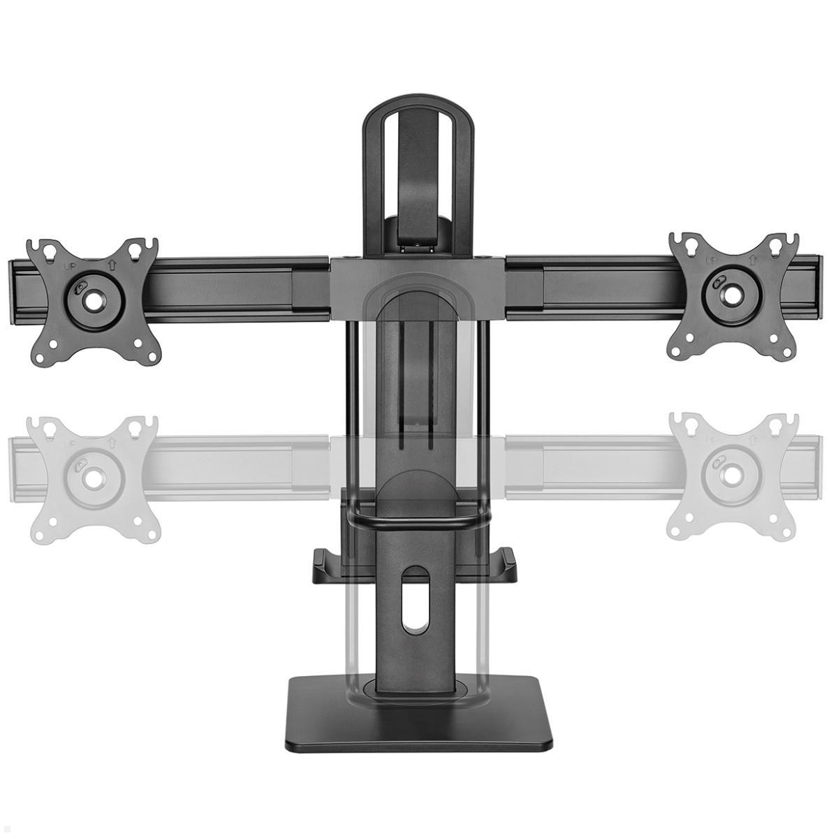 MonLines MTS002B Tisch Monitorständer für 2 Monitore mit PC Halterung, Detailansicht Höhenverstellbar