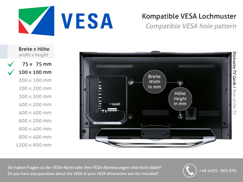 edbak SV52 Monitorständer, schwarz VESA Standard