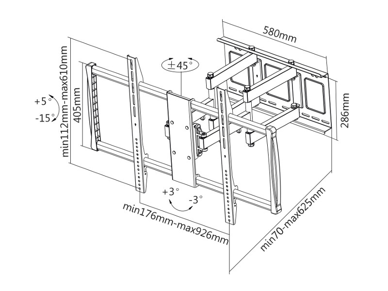 NewStar LFD-W8000 Wandhalterung Zeichnung