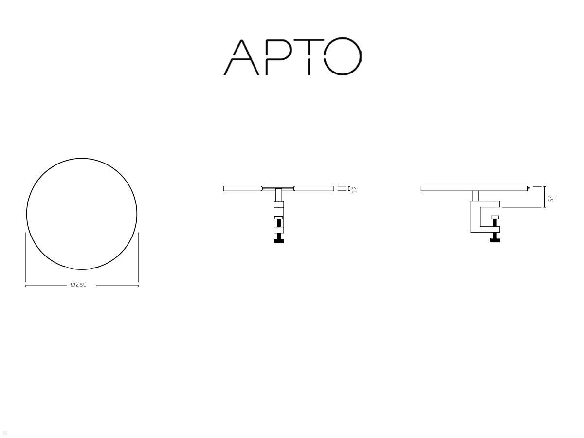 APTO Round Table Ablageboard 28cm Durchmesser mit Tischklemme, olivgrün technische Zeichnung