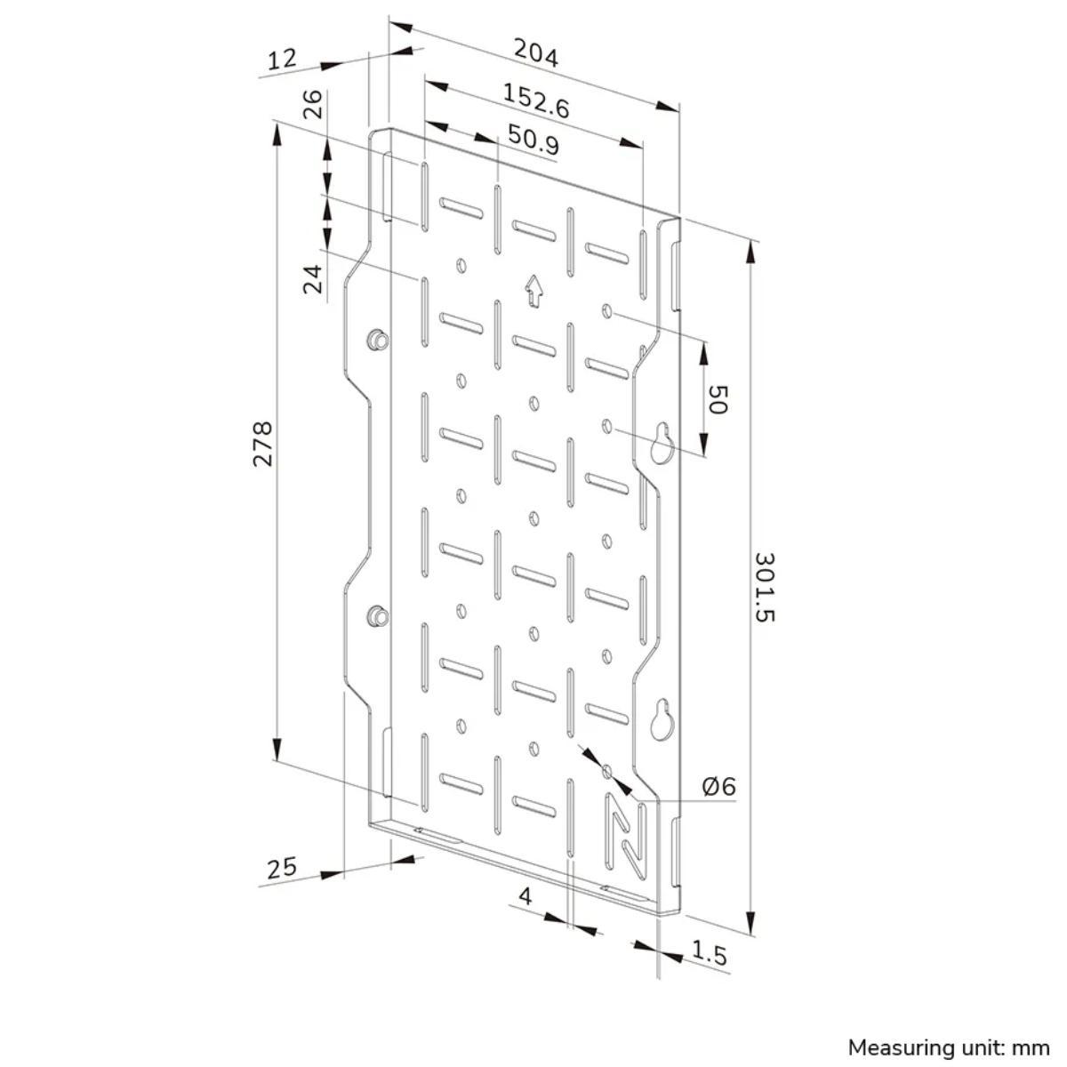 Neomounts Level AWL05-750BL Zubehör AV Rack für Mini PC / Apple TV, Skizze