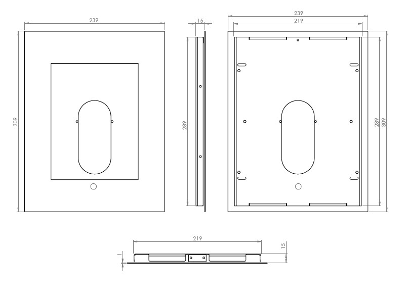 TabLines TWE063B Tablet Wandeinbau für Apple iPad 9.7 (2018), HB, Maße