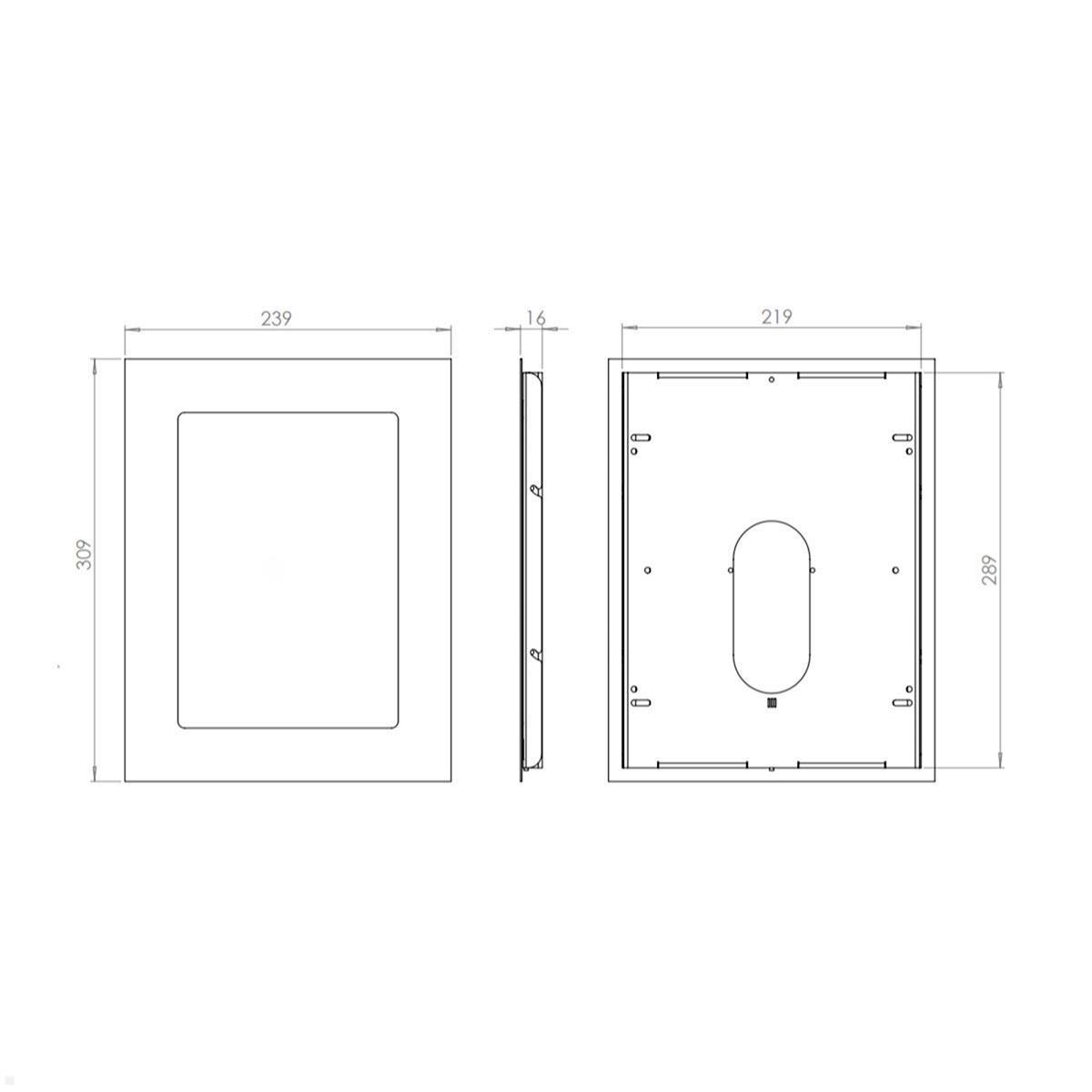 TabLines TWE091W Tablet Wandeinbau für Apple iPad Air 4 und 5, weiß, Zeichnung Maße