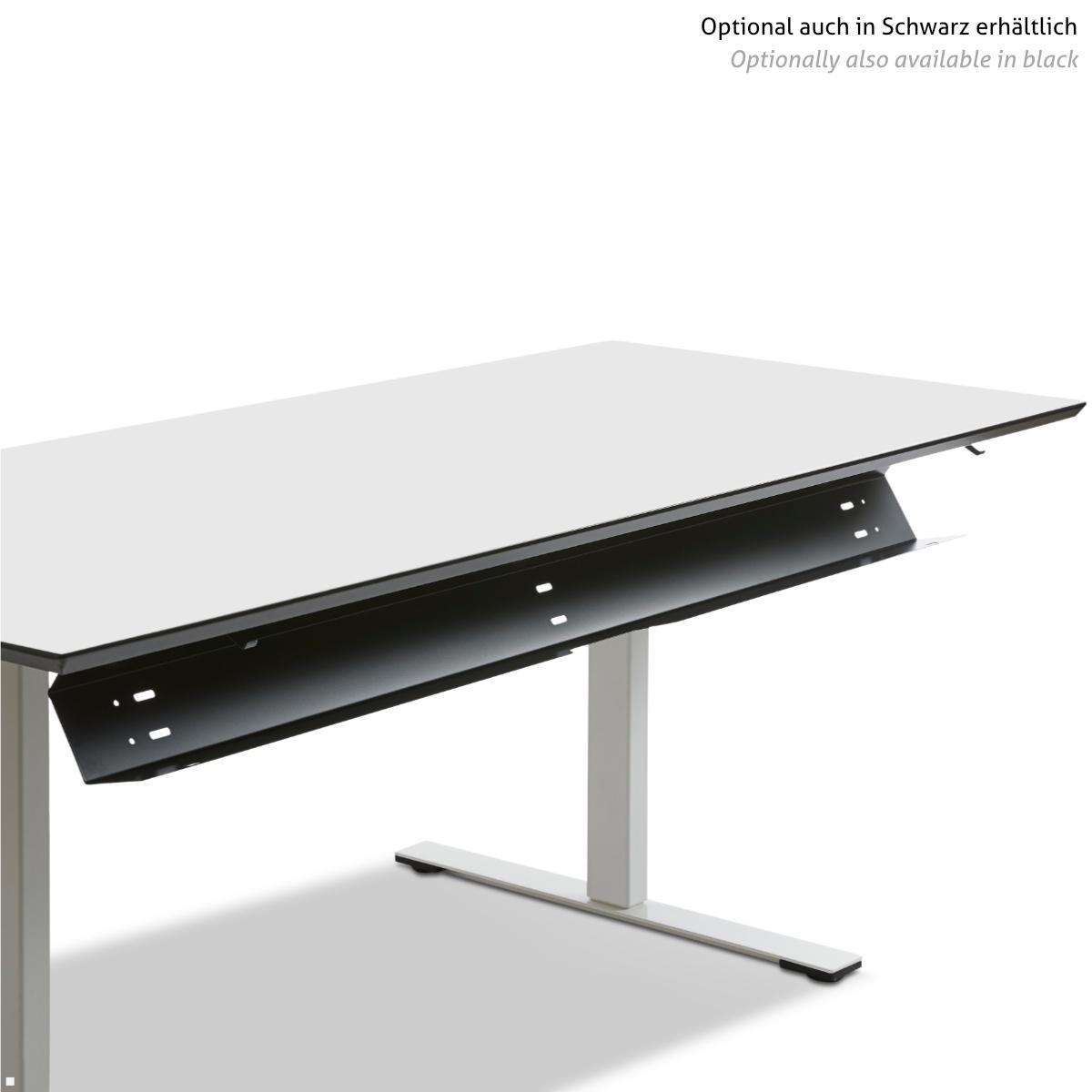 TecLines TKK010W Kabelkanal Schreibtisch aufklappbar 147 cm, weiß, einfacher Zugang