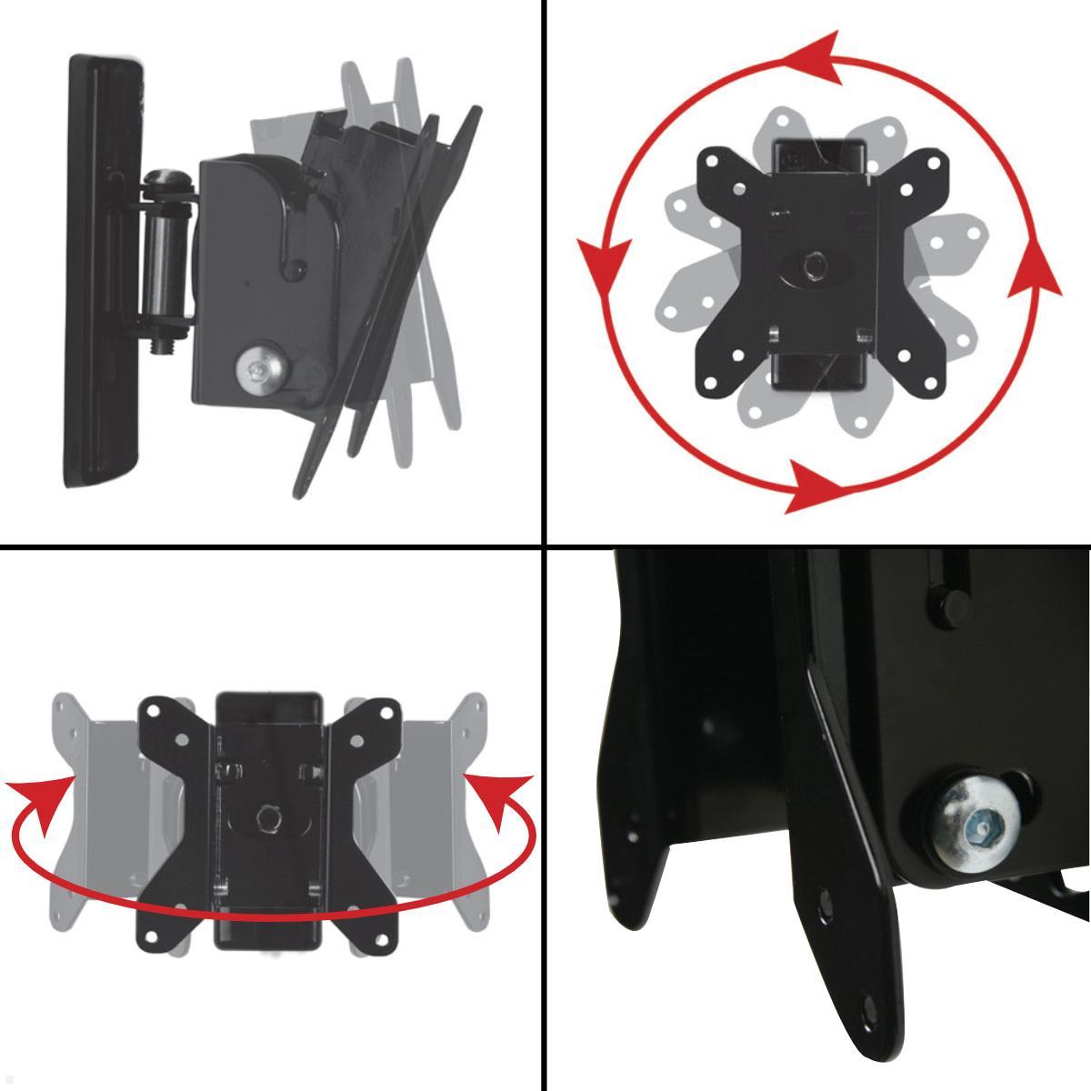 B-Tech BT7518/B Neigbare Monitor Wandhalterung bis 28 Zoll, schwarz Funktionen