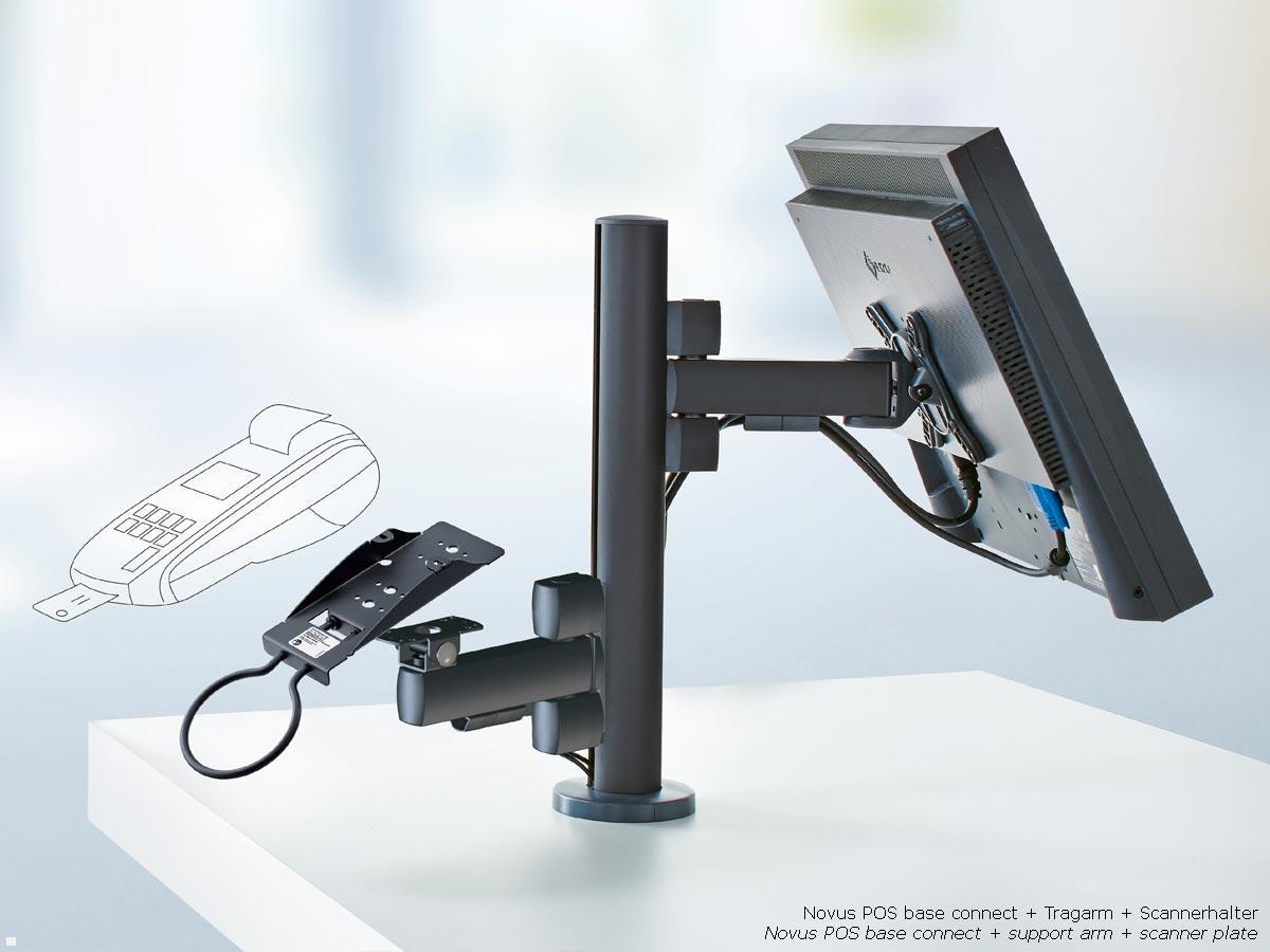 Novus POS base connect 100 mit EC Gerät Halterung für Ingenico ICT 220/250, Monitorhalter