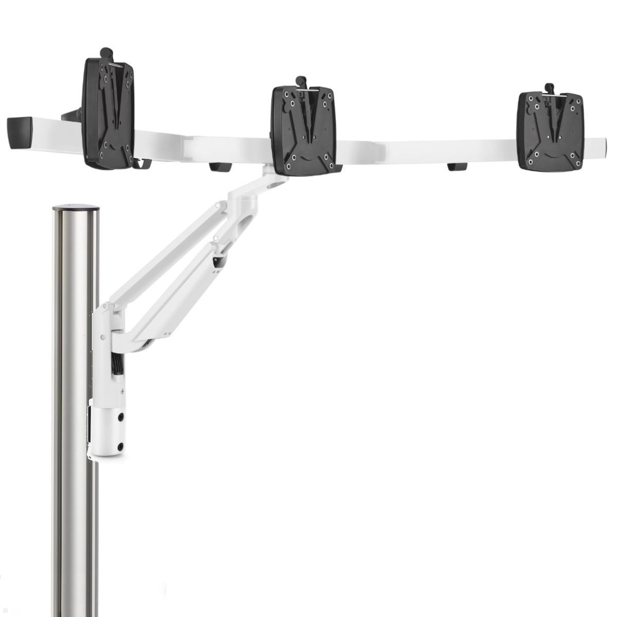 Novus Clu Plus X3 Monitorhalter für 3 Monitore an TSS Säule, weiß, Anwendungsbeispiel