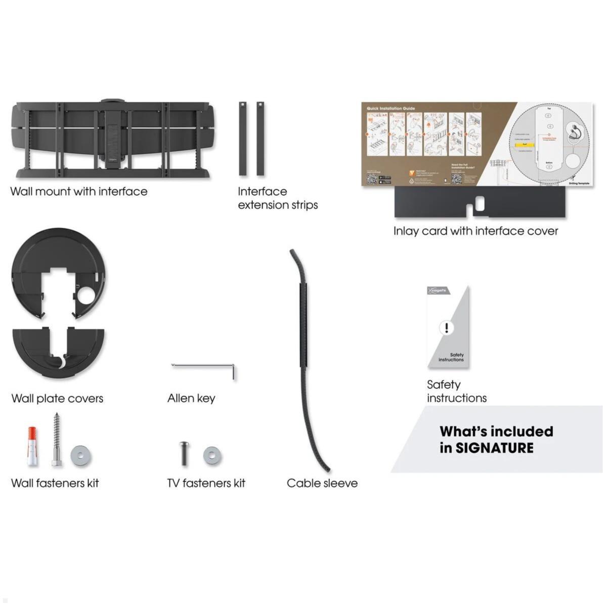 Vogels SIGNATURE TVM 7655 schwenkbare TV Wandhalterung 40-77 Zoll, Lieferumfang