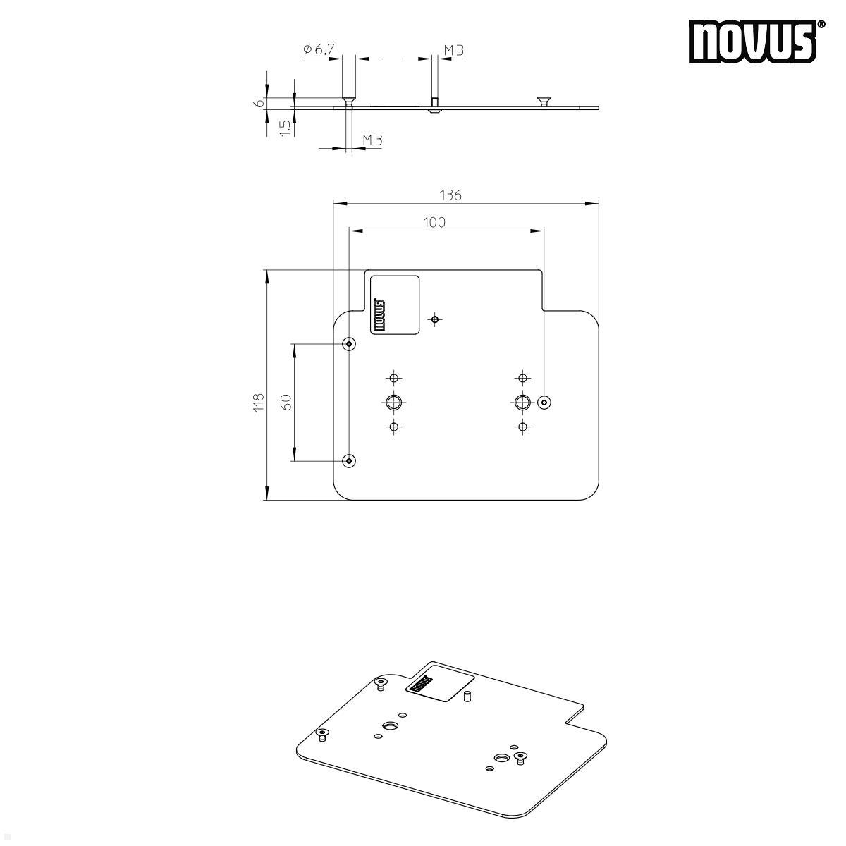 Novus evo POS EC Cash Terminal Halterung Verifone M 400 Zeichnung Platte