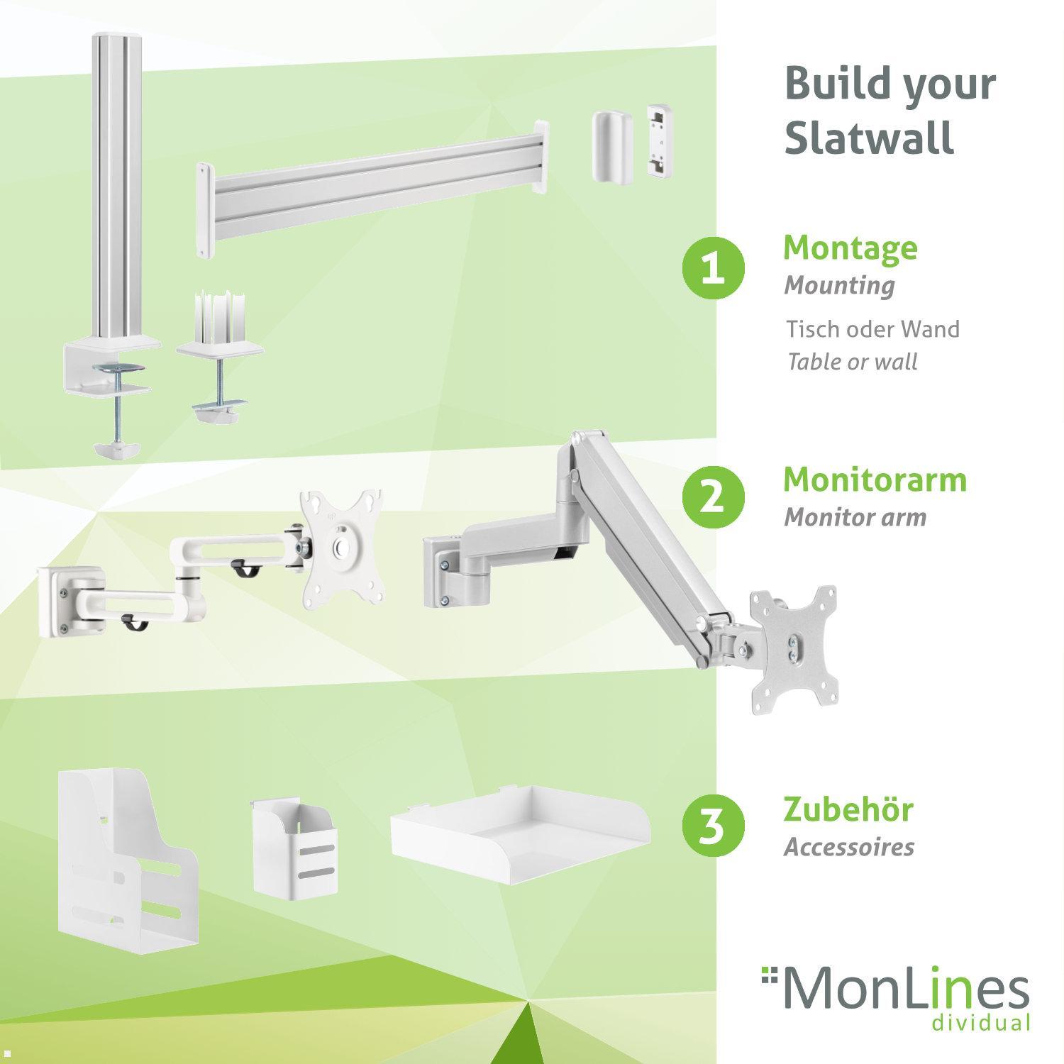 MonLines Zubehör MSH003 für MSH Slatwall  - Dokumentenablage, Kombinationsmöglichkeiten