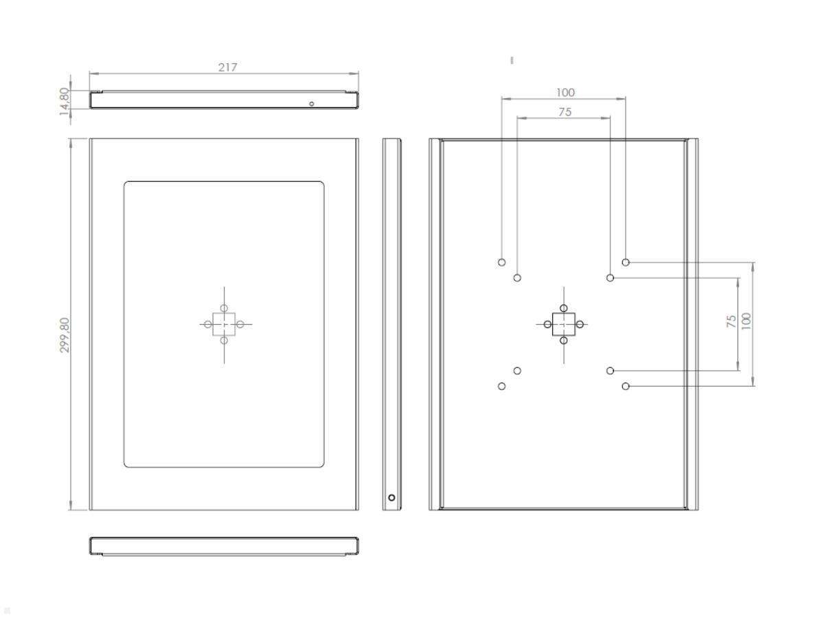 Samsung Galaxy Tab S7 Schutzgehäuse TabLines TSG075S, Technische Zeichnung