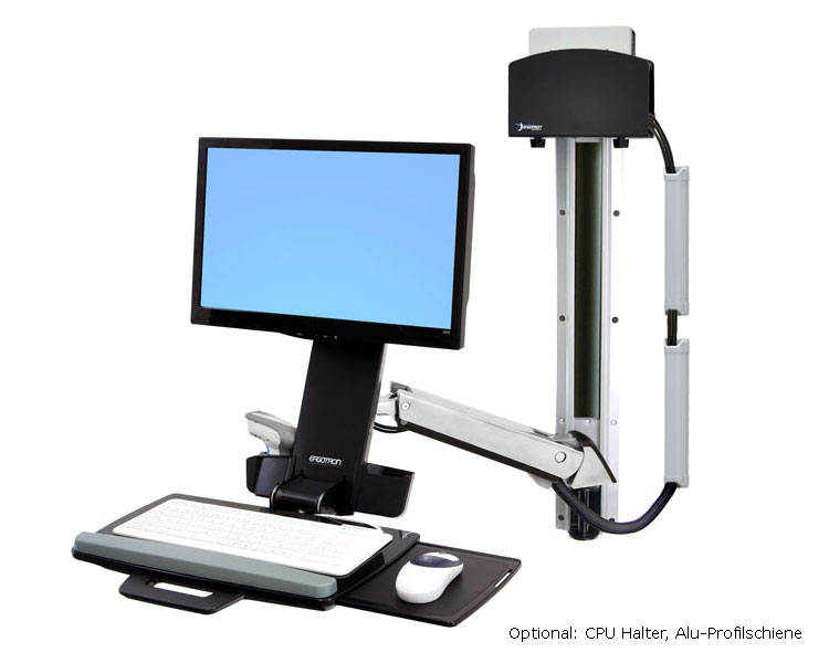 Ergotron StyleView Sit-Stand Combo Monitor Tastatur Wandhalterung (45-266-026), optionales Zubehör