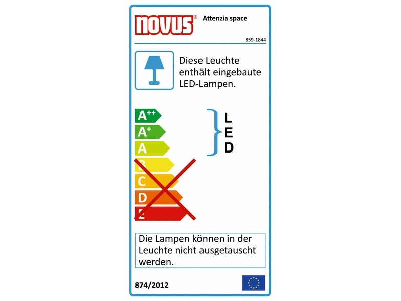 Novus Attenzia space+ LED Stehleuchte drehbar 3000K, weiß (730+4191+000) Energielabel