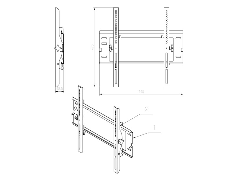 Edbak EWB150 neigbare Display Wandhalterung, 26-40Zoll technische Zeichnung