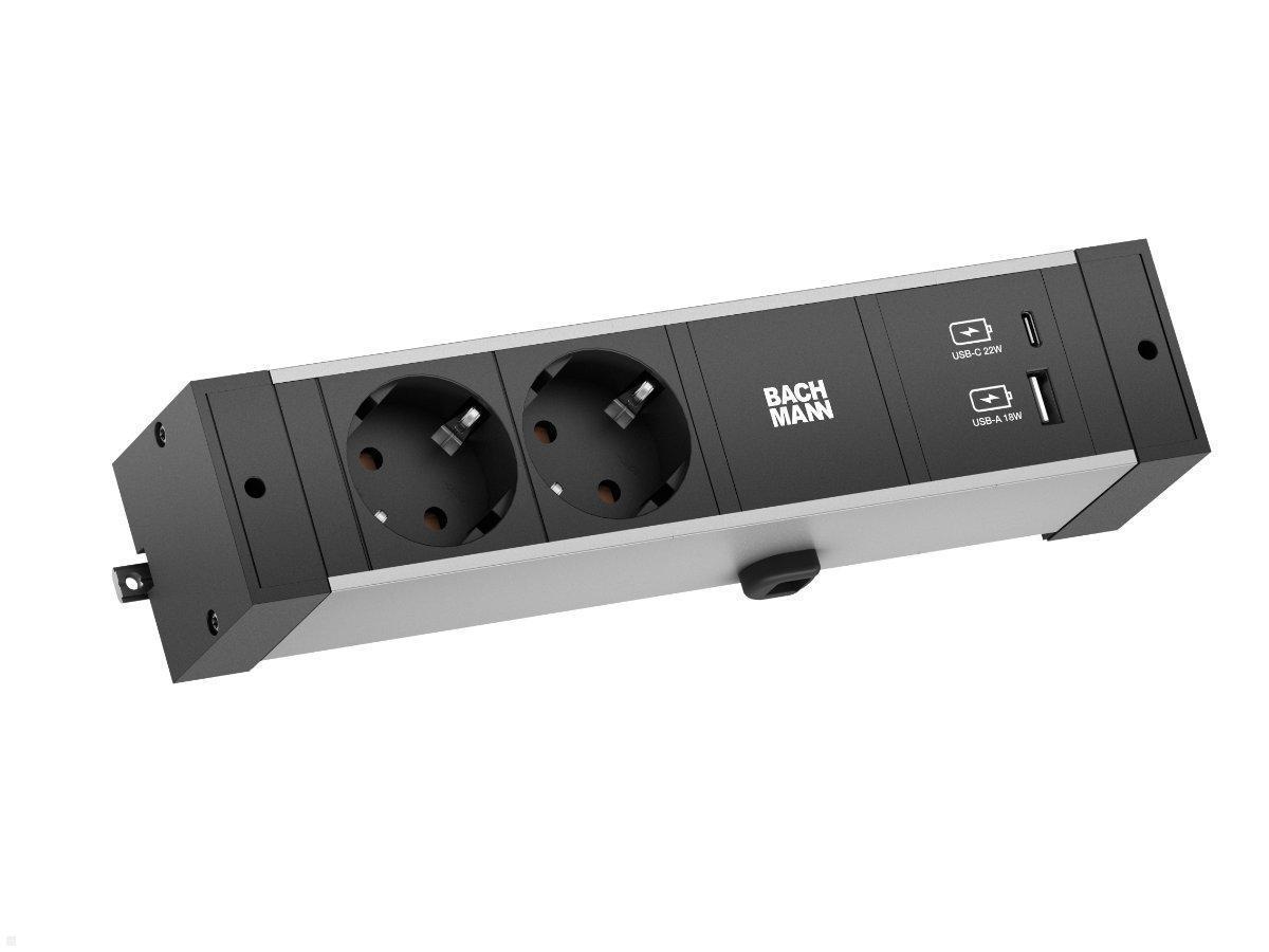 Bachmann DESK RAIL, 2x Steckdose, 1 USB-C / 1 USB-A Charger (941.301)