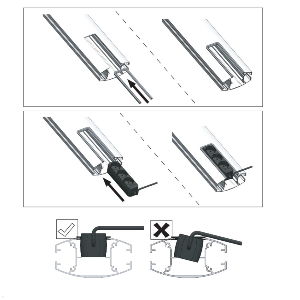 SMS Messekit Set mobiler Monitorständer Icon FH MT 2000 C EU + Transportcase, Installation der Steckdose