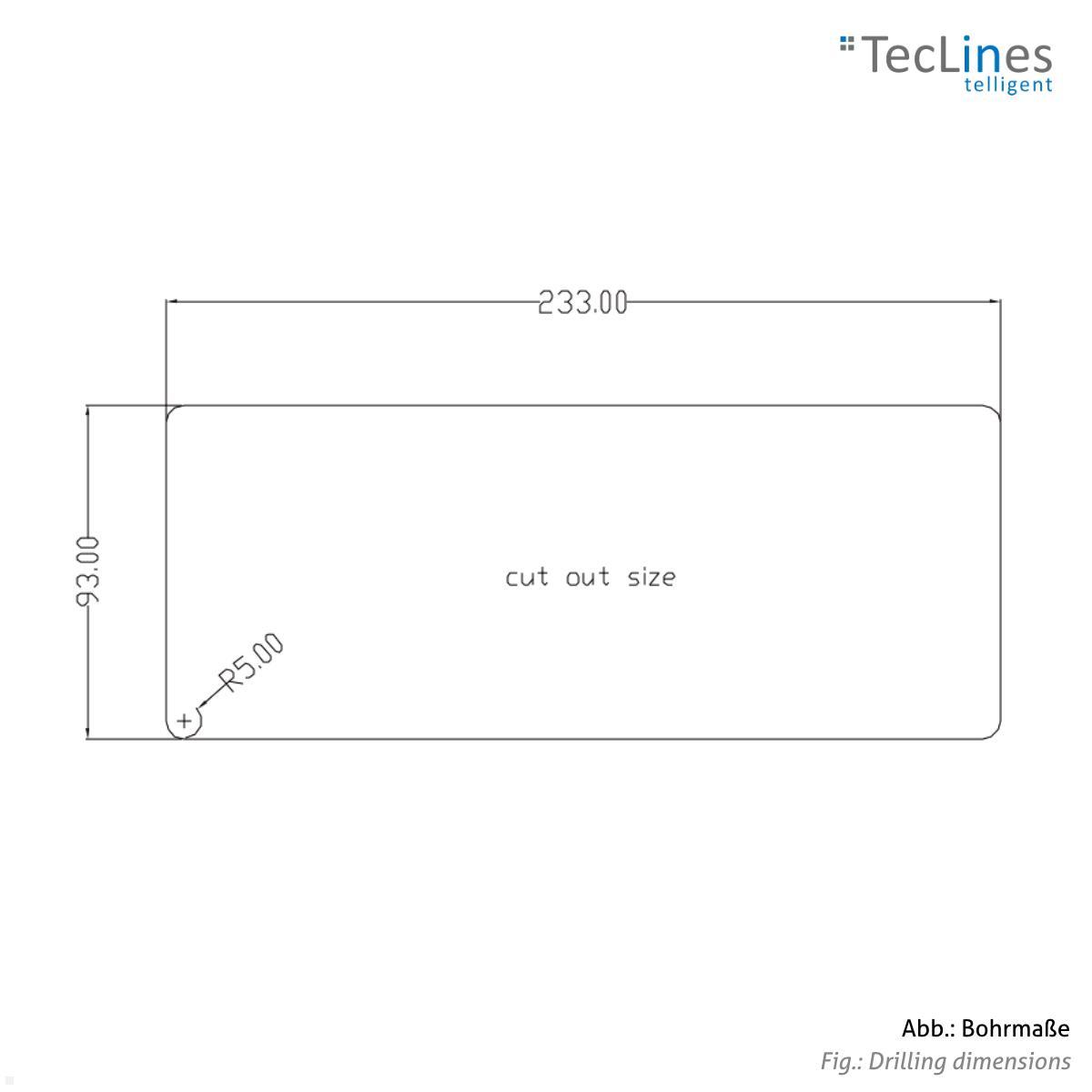 TecLines TKD006S Kabeldurchführung 100x240 mm mit Soft Close, silber Fräsmaß