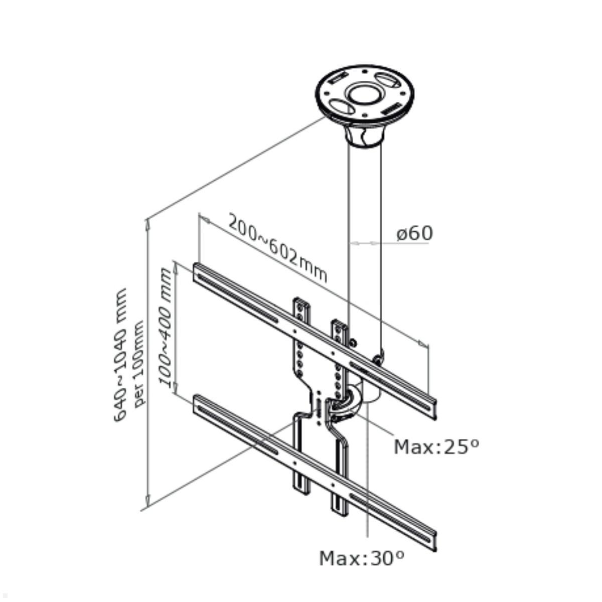 Neomounts FPMA-C400SILVER Monitor Deckenhalterung 640-1040 mm, Zeichnung Maße