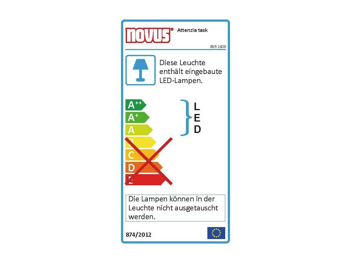 Novus Attenzia task LED Tischlampe Standfuß schwarz (740+1298+000) Energielabel