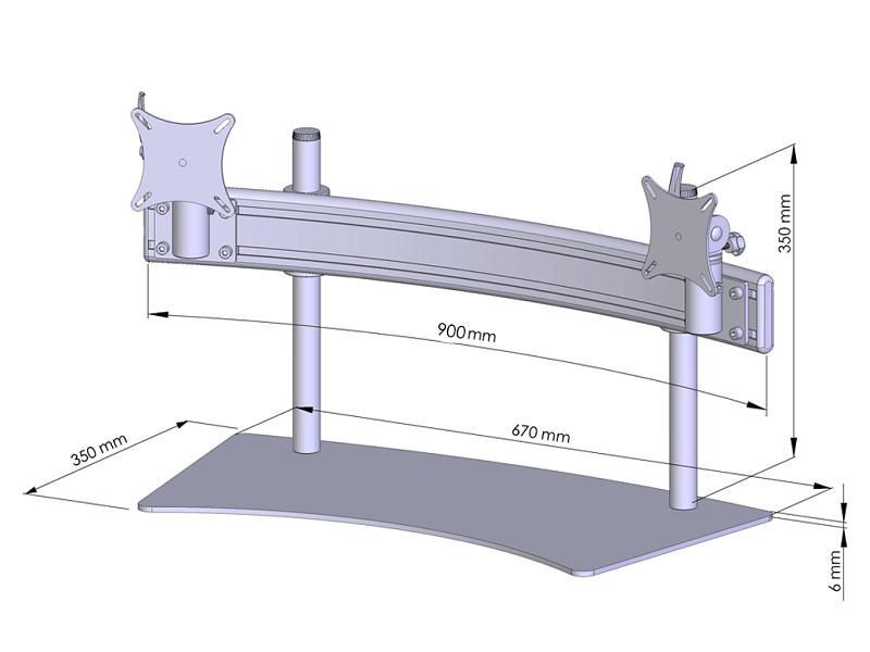 MonLines 60.40.20.18 Tischhalter 2er WS Para-System Zeichnung