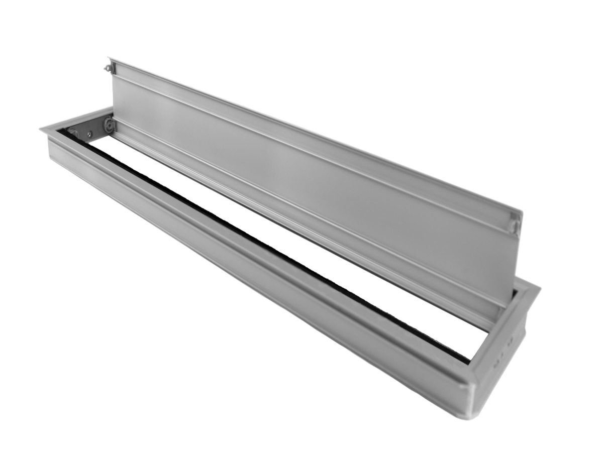 TecLines TKD010E Tisch Kabeldurchführung 135x600mm, Alu eloxiert Soft Close Mechanismuss