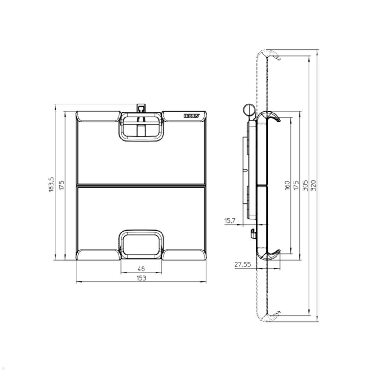 Novus MY tab + cross flache Tablet Wandhalterung (911+3005+003), Maße Tablethalter