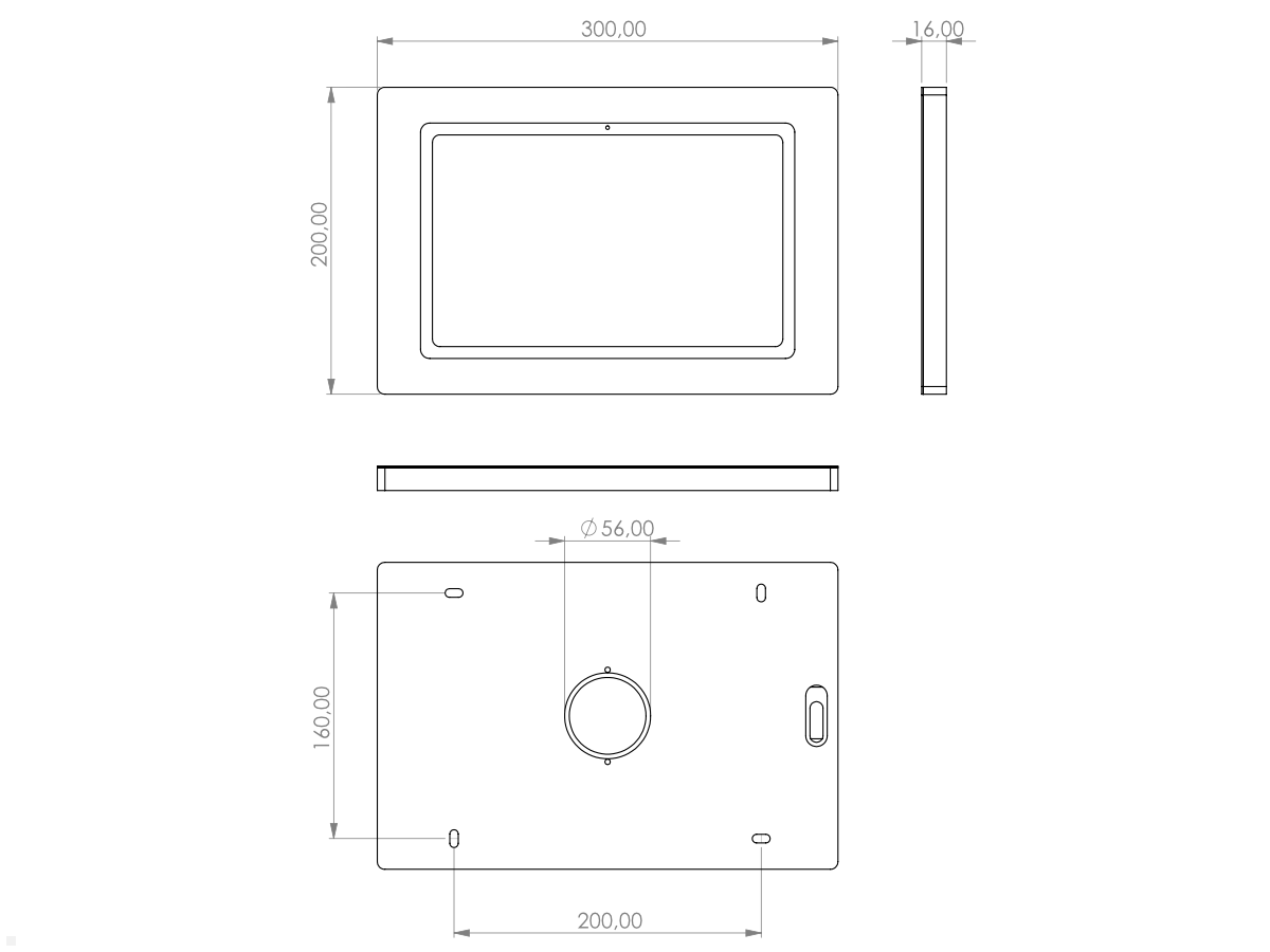 Tablet Wandhalterung Samsung Tab A7 10.4, TabLines TWH030W, Technische Zeichnung