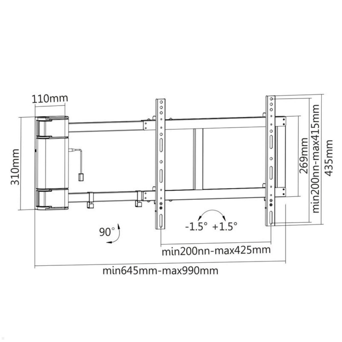 MonLines mySwing MSM03 elektrische TV Wandhalterung mit Infrarot FB, Skizze