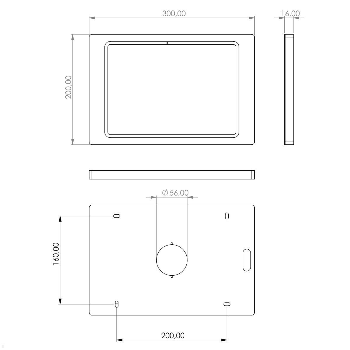 TabLines TWH059W Wandhalterung Apple iPad Air 11.0 (M2), weiß technische Zeichnung