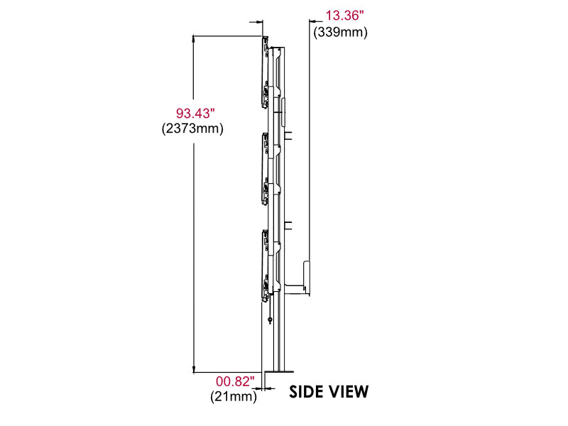 peerless Modulare Videowand-Standhalterung DS-S555-3X3 Seitenansicht