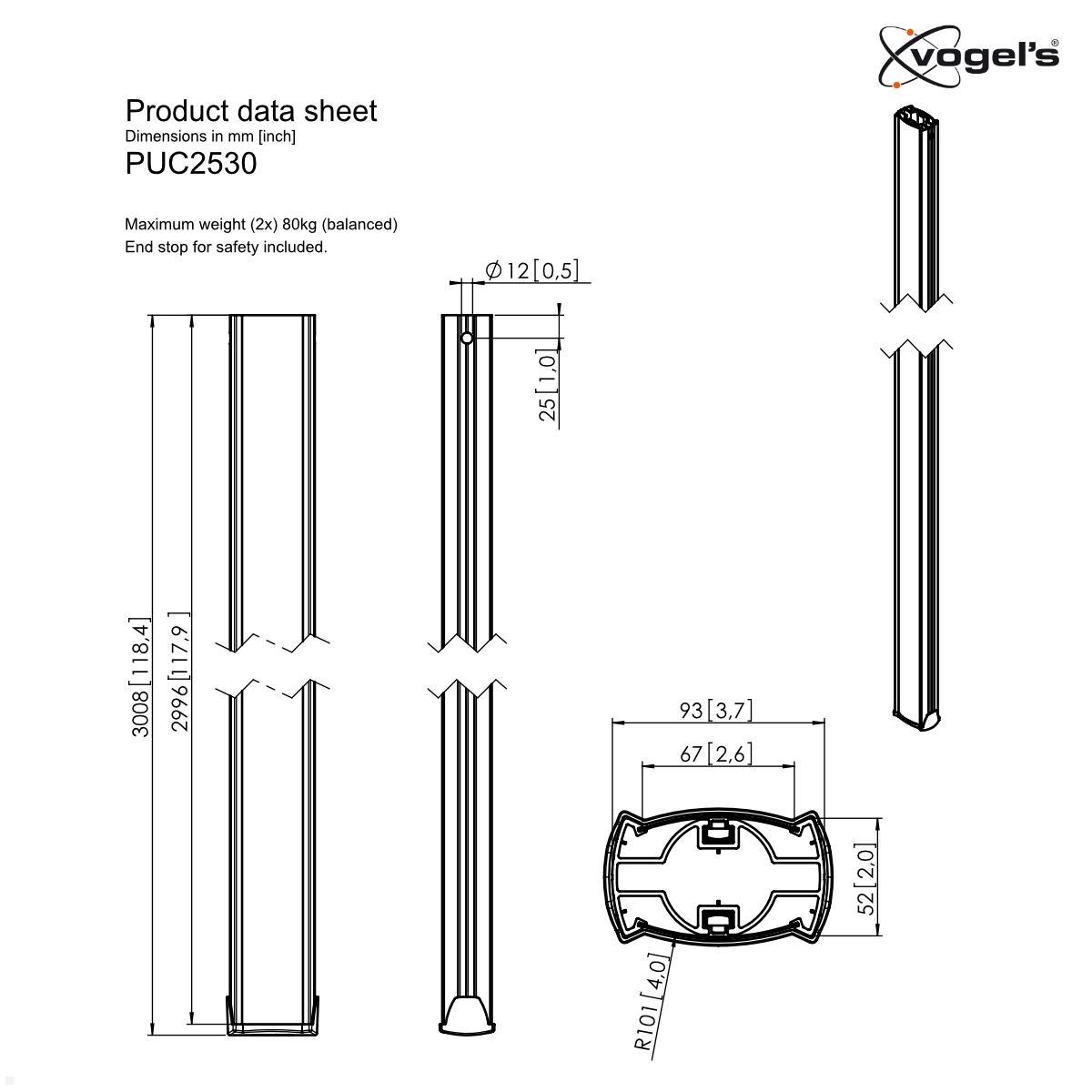 Vogels Connect-It II PUC 2530 Rohr, 3000mm