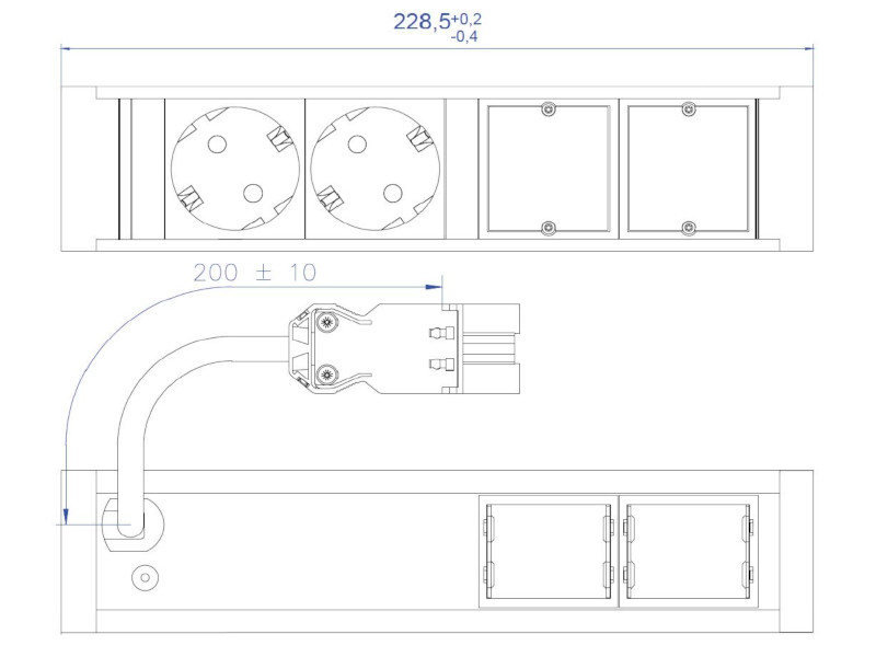 Bachmann VENID 2x Steckdose 2x Custom Module (936.007) technische Zeichnung