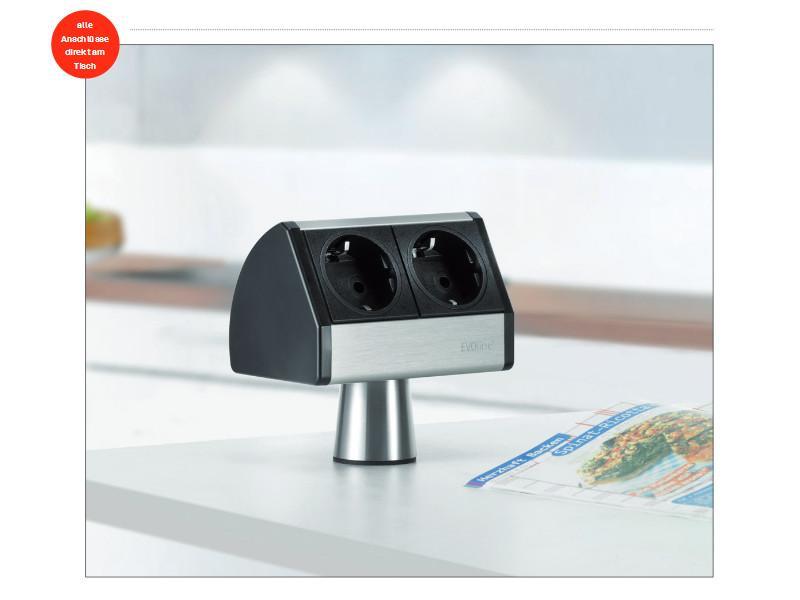 EVOline T-Dock 1x Steckdose auf Edelstahlfuß mit USB-Charger, schwarz Anwendungsbeispiel