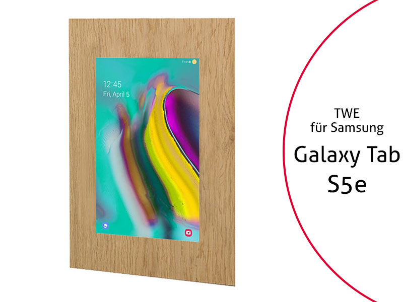 TabLines TWE085O Tablet Wandeinbau für Samsung Tab S5e, Eiche