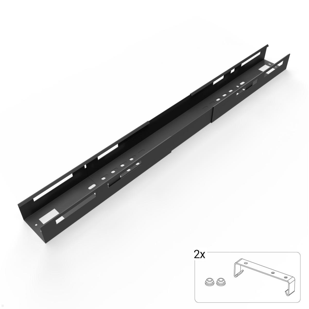 TecLines TKW006B Kabelwanne ausziehbar 1100 - 1700 mm, schwarz, Klemmhalter