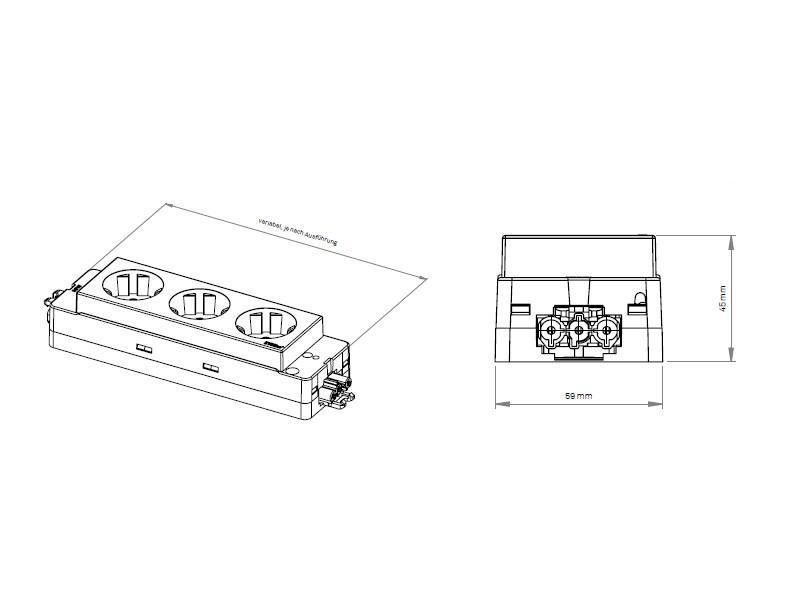 EVOline Express Typ 910 Steckdosenleiste 3x Steckdose, schwarz Zeichnung