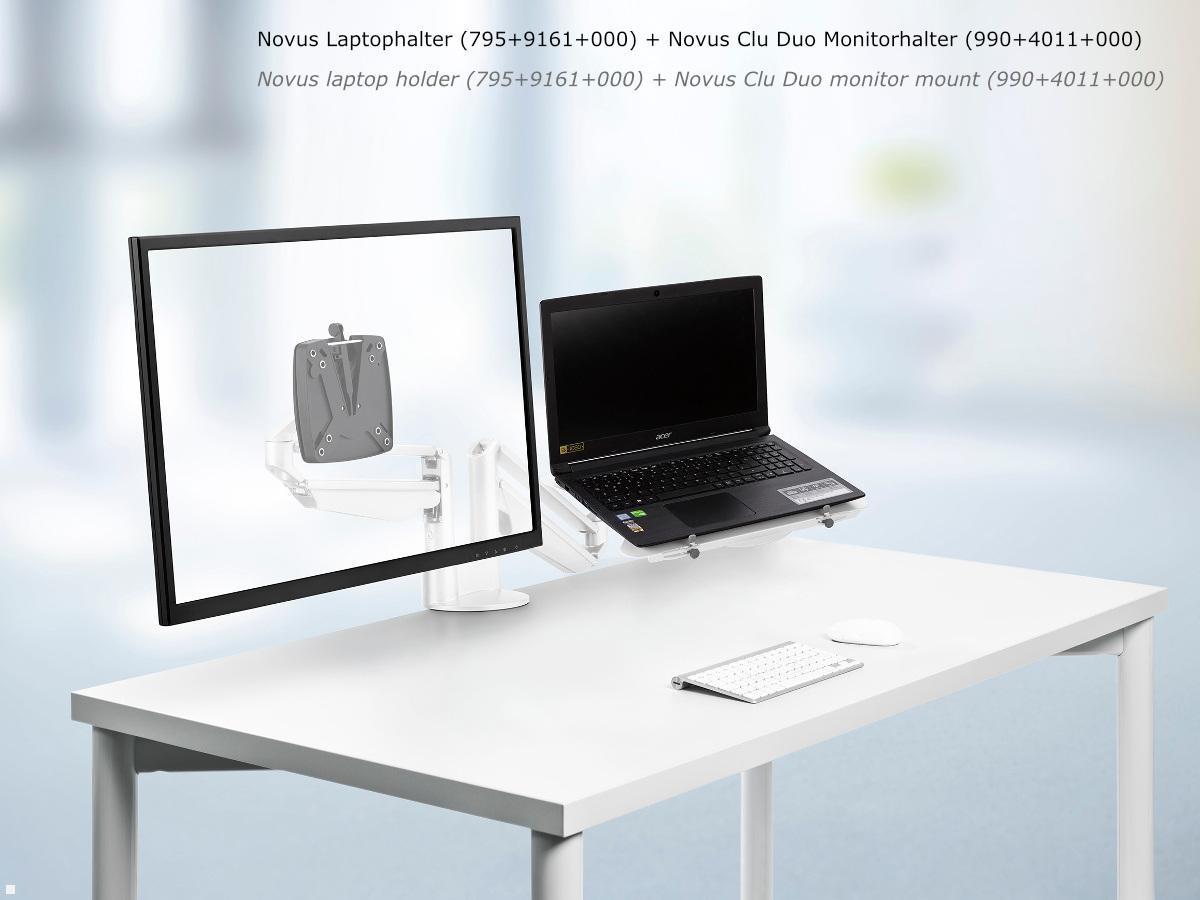 Novus Zubehör Laptophalter mit Monitorhalter Clu Duo weiß