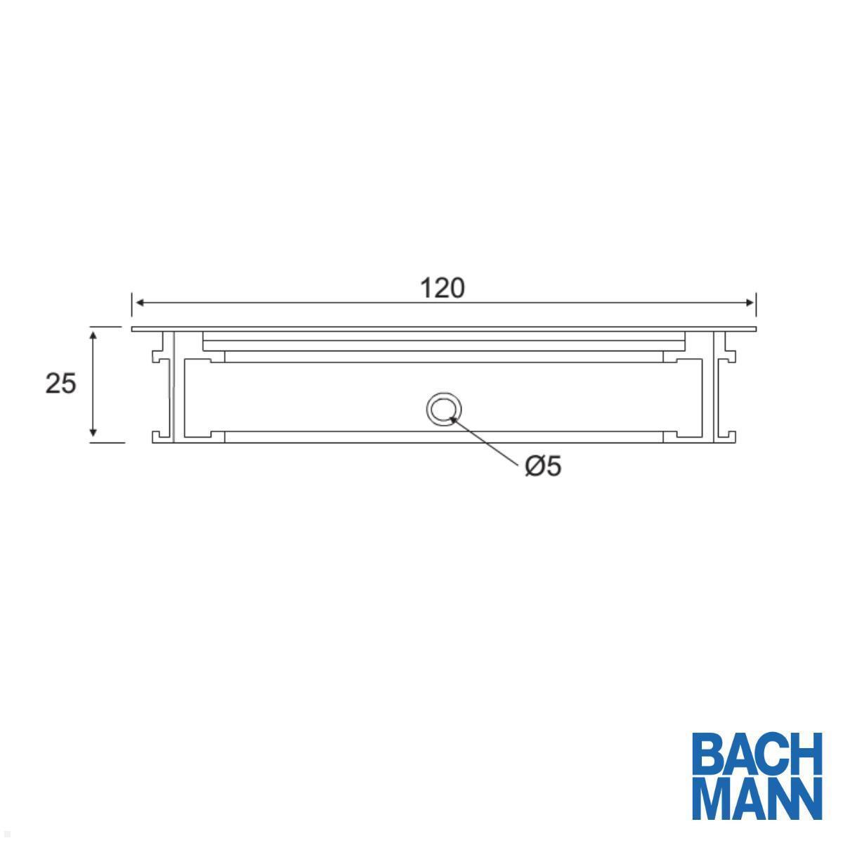 Bachmann Loop Square Kabeldurchlass 360x120mm mit Soft Close, silber (930.330) technische Zeichnung