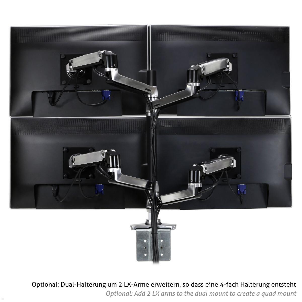 LX Dual Monitorhalterung plus 2 optionale LX Arme für Vierfach-Halterung