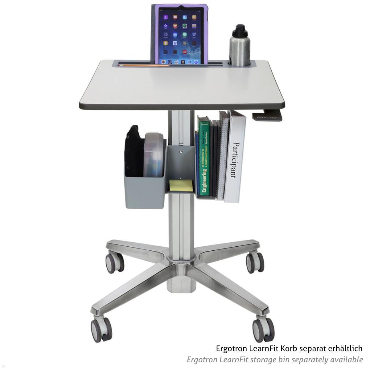 Ergotron LearnFit mobiler Steh-Sitz Tisch 740-1140 mm (24-547-003), silber, Tablethalter