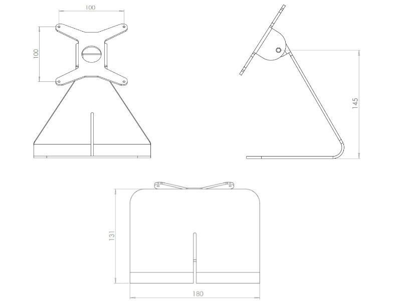 TabLines TTS011S Tablet Tischständer neigbar - silber - silber Maße