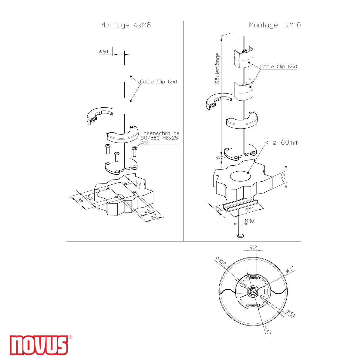 Novus POS base 300 (851+3005+000), anthrazit technische Zeichnung