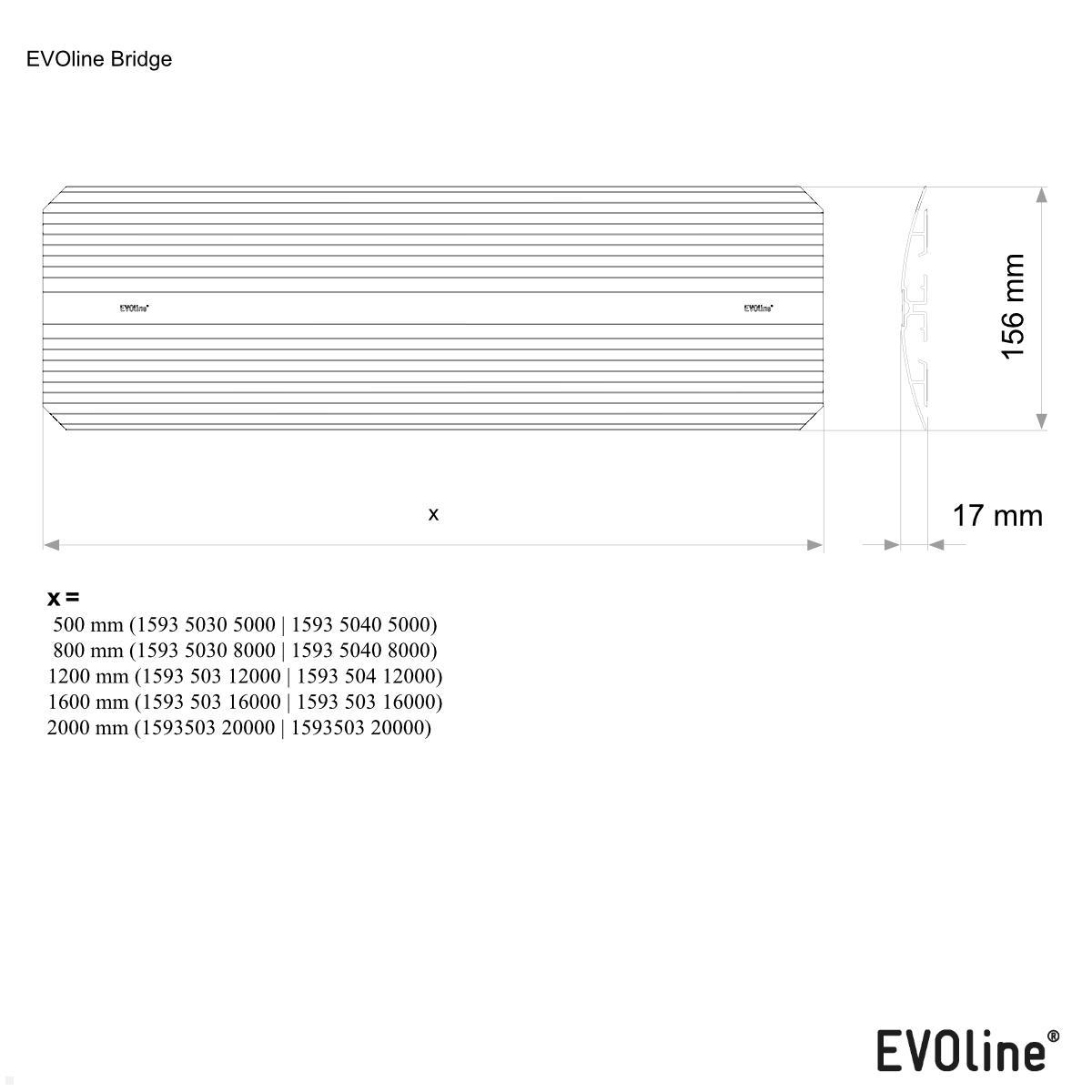 EVOline Bridge Aluminium Kabelbrücke verklebbar 500 mm, schwarz technische Zeichnung