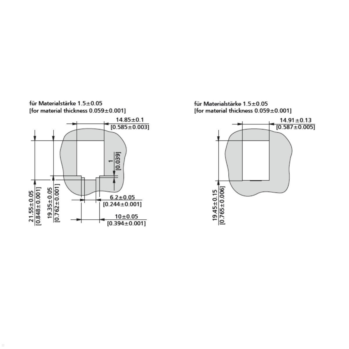 Bachmann Keystone Modul CAT6 Buchse / BTR E-DAT (940.044), Zeichnung