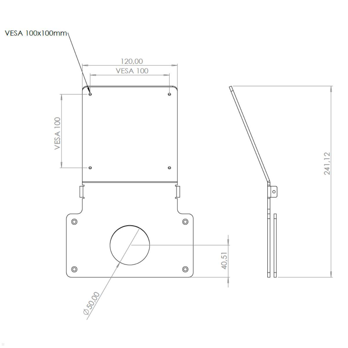 MonLines V020 VESA Adapter für Apple iMac mit Standfuß Maße