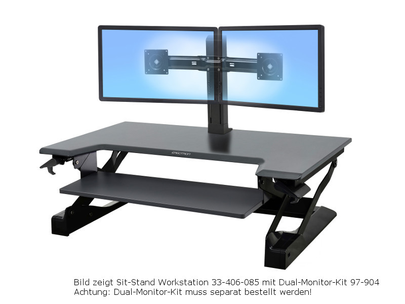 Ergotron 33-406-085 Sit-Stand-Workstation mit Dual Kit Monitorhalterung