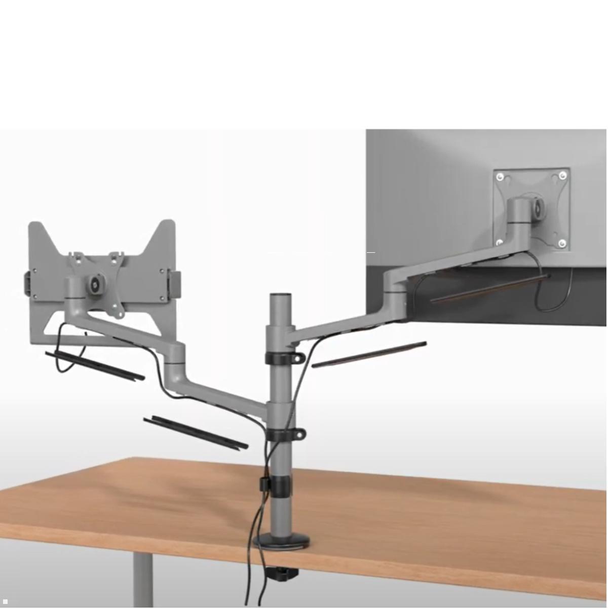 MonLines MTH016S Monitorhalter und Laptop Halterung mit Tischklemme, Ansicht Kabelmanagement